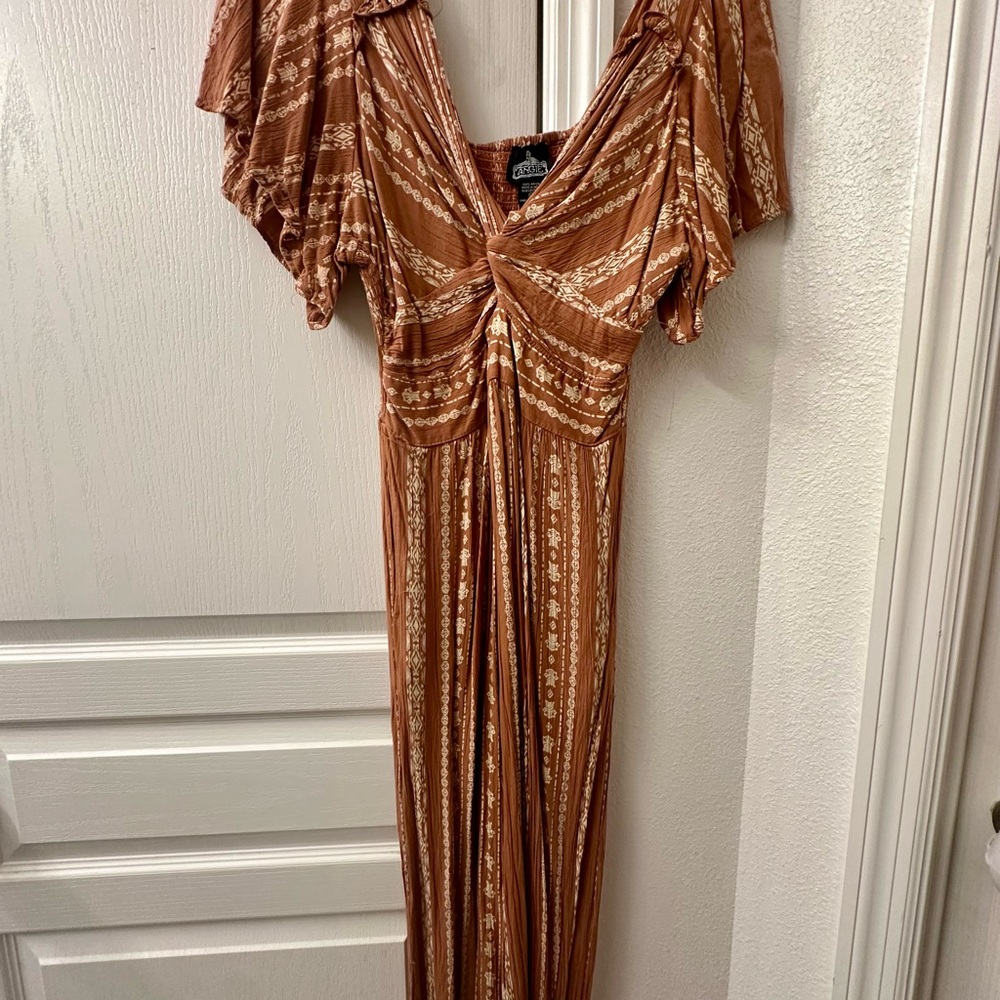 Angie Brown and Cream Jumpsuit